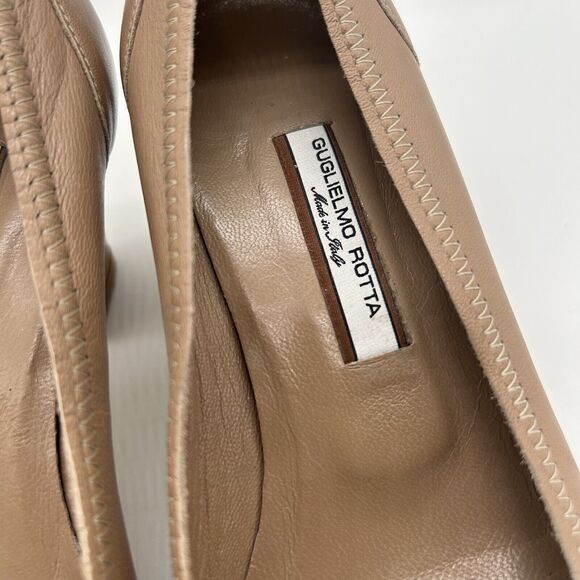 GUGLIELMO ROTTA Leather Beige Heels Shoes US6.5 UK3.5 EU36.5 Made in Italy - Picture 6 of 8